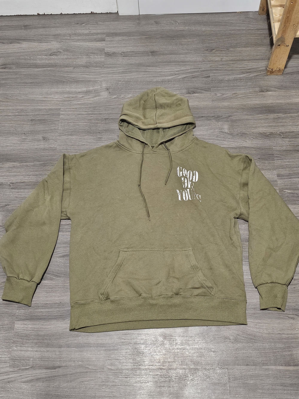 Relaxed Olive Green Graphic Hoodie